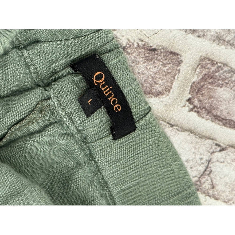 Quince European Linen Tapered Ankle Pants Light Cargo Green Large - Picture 3 of 9